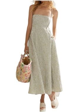 NWT Anthropologie En Saison A-line Maxi Gingham Dress sz L Cottagecore Picnic